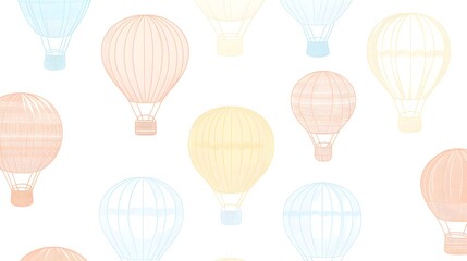 Naklejka premium Pastel Hot Air Balloons Seamless Pattern