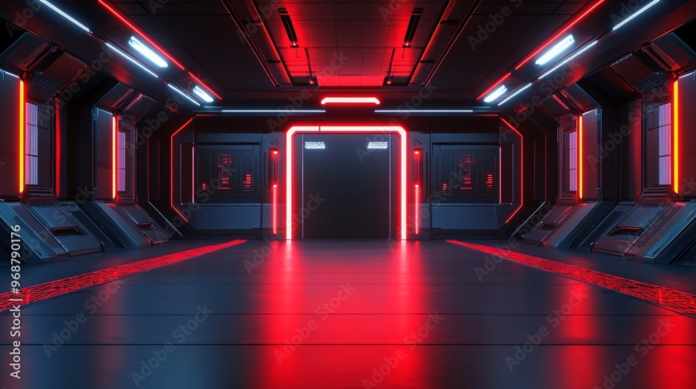 Aufkleber futuristic tech environment Large space for text in center Stock photo with copy space