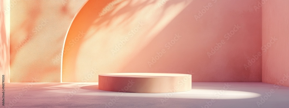 Poster minimalist abstract backdrop featuring a pedestal 3d illustration and rendering