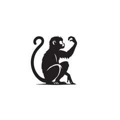 Obraz premium Monkey silhouette. Monkey vector design black and white. Monkey logo, icon.