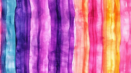 Psychedelic Shibori design featuring an abstract seamless brush effect with purple faded stripes and a vintage tie effect complemented by a rainbow drawn watercolor illustration and a bright seaml