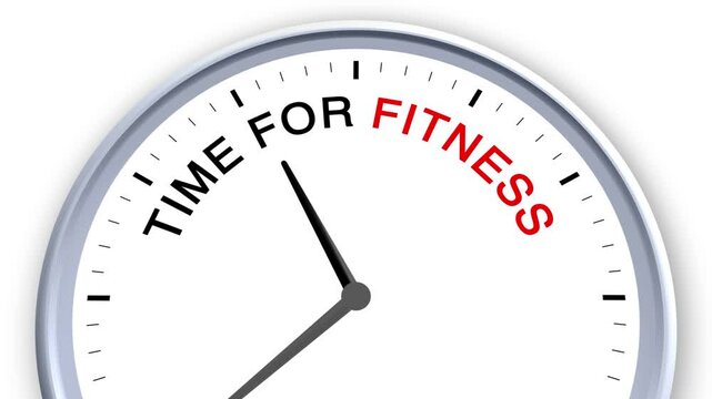 Time for Fitness Word or Text on Clock Moving Fast for Time Concept on White Background and Green Screen