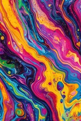 Abstract wavy texture with vibrant splashes of liquid paint Psychedelic and distorted design featuring colorful artistic elements Digital illustration suitable for creative projects