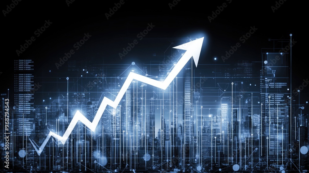 Wall mural stock market and forex trading graph background with financial data