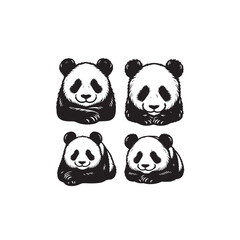 Obraz premium Panda silhouette. Panda vector design. Panda logo, icon. Panda illustration on white background.