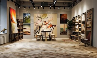 Captivating digital art gallery platform mockup with artist portfolios and art collections, great for art enthusiasts and collectors, hyperrealistic . Video