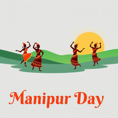 Obraz premium Colorful illustration for Manipur Day, featuring traditional Manipuri dancers, highlighting the cultural heritage and festivities of Manipur