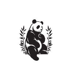 Panda silhouette. Panda vector design. Panda logo, icon. Panda illustration on white background.