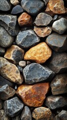 Background of dark and rusty sharp edged rocks forming a rough textured surface