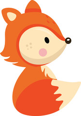 Cute fox sitting isolated on white