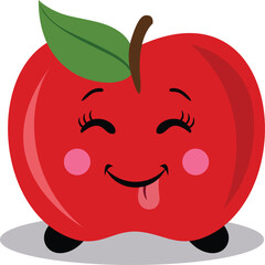 Funny apple character mascot with tongue out