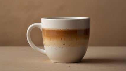 cappuccino, cappuccino coffee mug on beige monochrome background