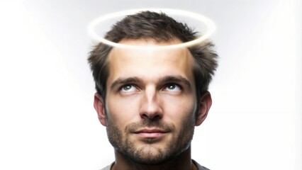 Portrait of man with halo, nimb, nimbus