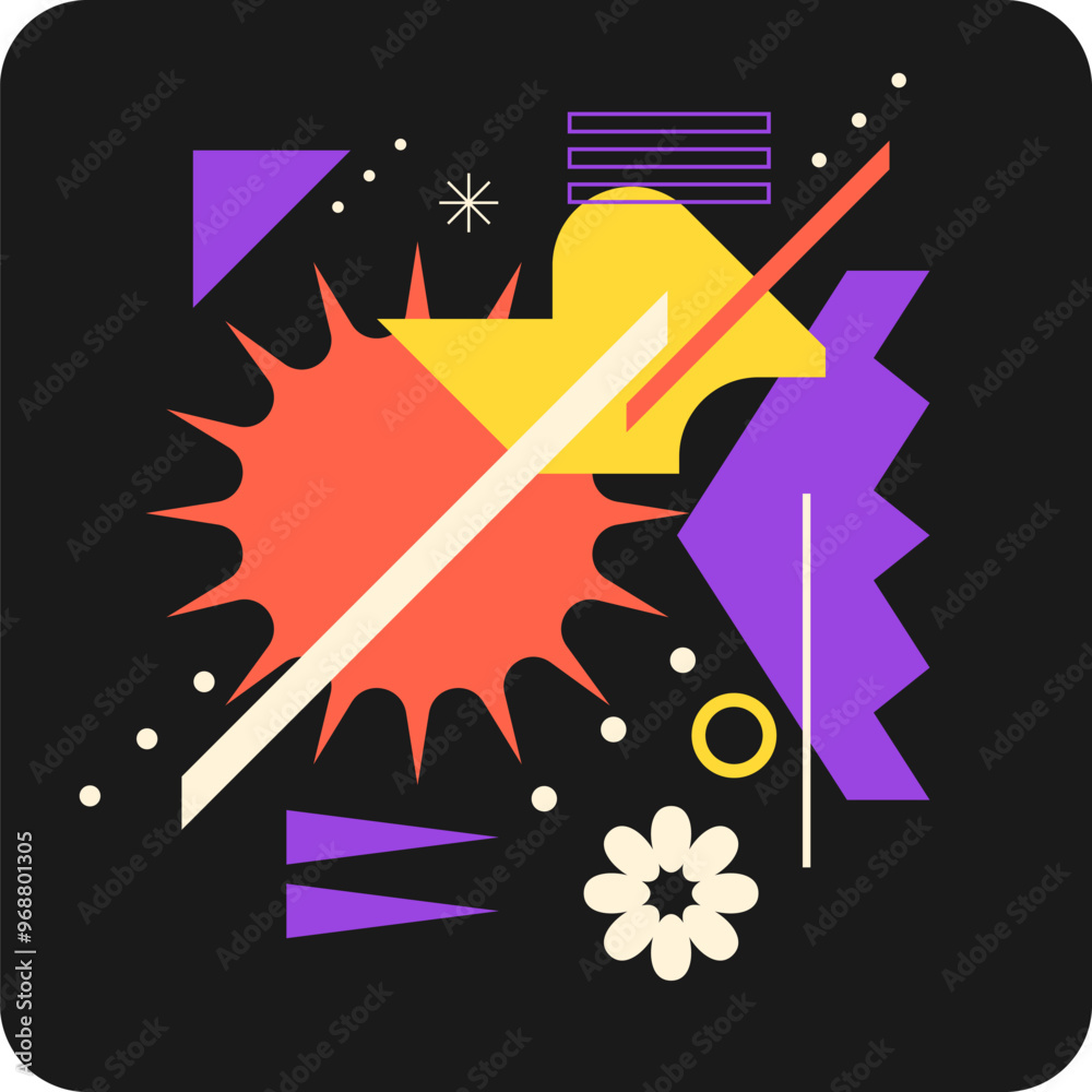 Poster abstract background with various bright geometric shapes. concise design. a composition of figures o