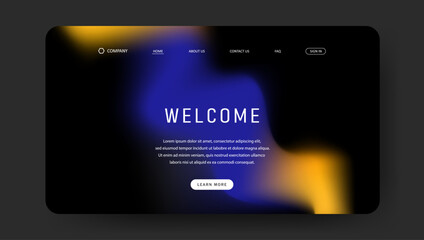 Abstract wave futuristic design of landing page. retro gradient mesh website design