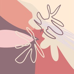 Abstract primitive background in pink and cream colors. Digital illustration for further creation of posters, cards and other printed products.