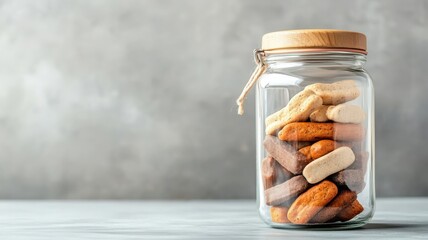 Gourmet dog treats in elegant glass jar display