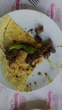 a plate with a taco.