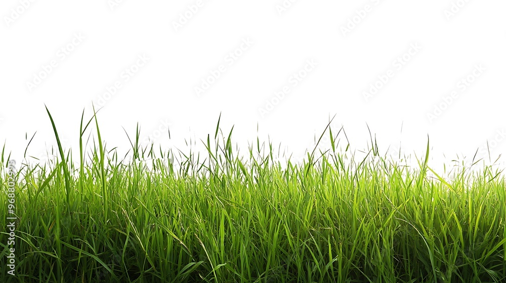 Wall mural green grass isolated on white