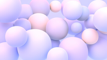 3D render abstract soft pastel balls.