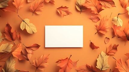 Autumn Leaves Mockup with Blank Card
