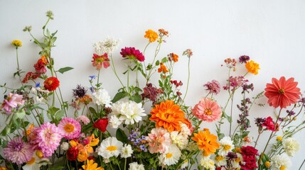 Obraz premium Colorful Flower Arrangement Against White Background