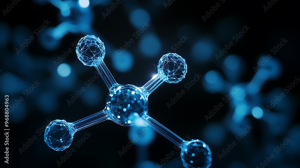 Aufkleber a 3d molecular structure with interconnected atoms