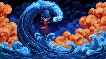 Fantasy Character Controlling a Wave
