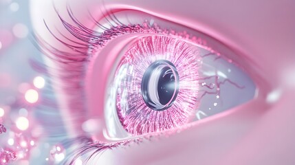 Vibrant Close-up of a Pink Eye Highlighting the Medical Applications of Laser Optics