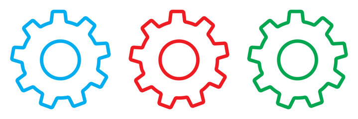 Gear set. Black gear wheel icons on white background - stock vector.