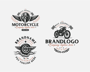 Fototapeta premium Set bundle classic racing competition motorcycle logo design for business company
