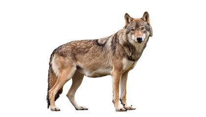 Obraz premium Wolf standing isolated on white background, cut out, transparent