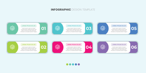Trendy Modern business infographic template with 6 options or steps icons.
