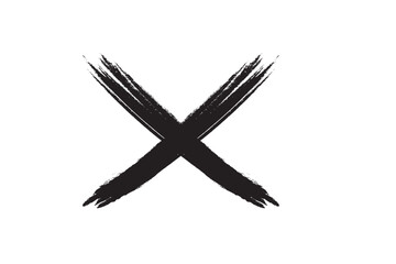 Set of black brush cross symbols