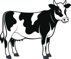 Black and white cow side view isolated vector image 