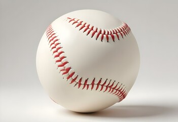 A baseball with red stitching and white stripes and with backgrounds