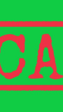 Scam Signed Stamping Text Animation. Scam grunge stamp sign, on green screen background In Vertical 4K Resolution.