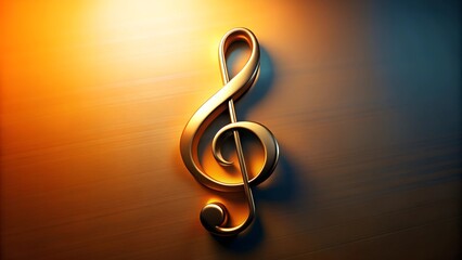 Treble clef isolated with warm light
