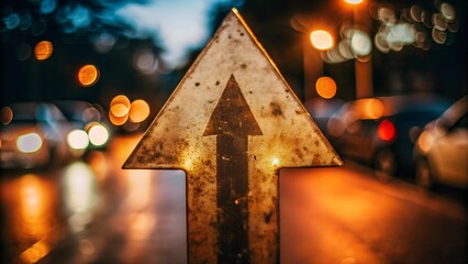 old rusty straight road sign at evening ai
