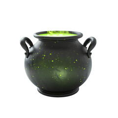 Witch's cauldron with glowing green potion