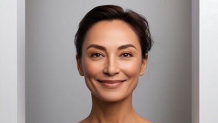 A close-up headshot of a confident person with a soft smile, facing forward against a clean, solid white background