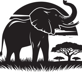 Silhouette vector image of a elephant  File