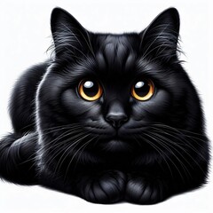 Cute Black Cat with Golden Eyes Portrait