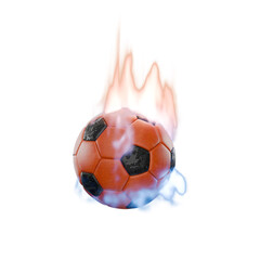 Fototapeta premium soccer football with trailing flames and lightning, transparent background