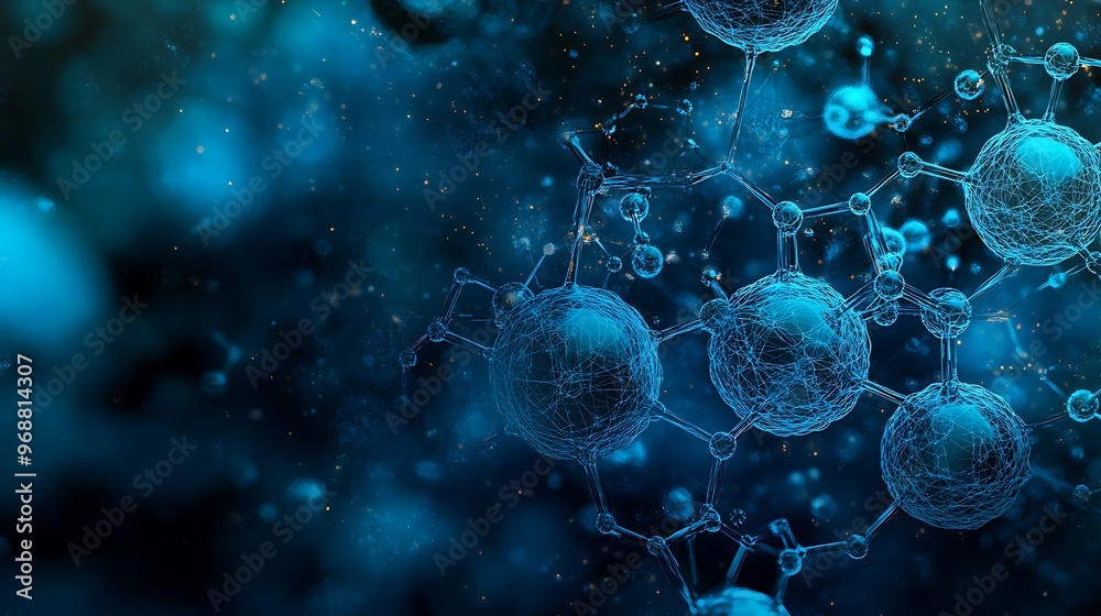 Aufkleber 3D Rendering of a Complex Molecular Structure