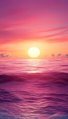 Pink Sunset Over the Ocean: A Serene and Tranquil View