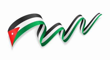 Jordanian flag wavy abstract background. Vector illustration.