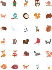 Animal Icon Combination Mammals Rabbit Fox Bear