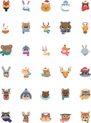 Animal Icon Combination Mammals Rabbit Fox Bear