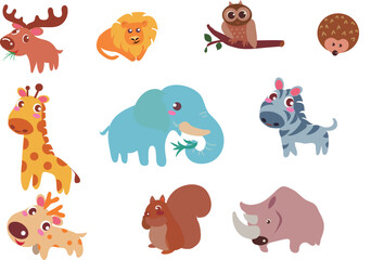 Animal Icon Combination Mammals Elephant Zebra